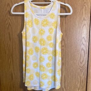 Lemon Print Sleeveless Top - White and Yellow